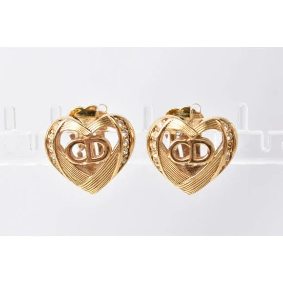 Dior Christian Dior Vintage Heart Motif Earrings Metal Earrings
